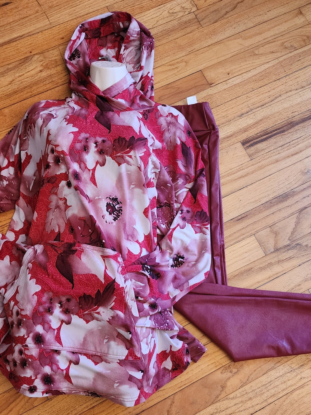 LuLaRoe Pink Floral Hooded Sweatshirt
